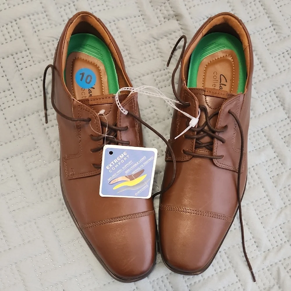 Clarks Tan Leather Men's Oxfords
